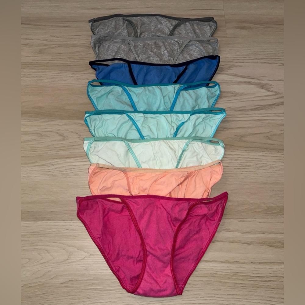 Lot Of 8 90s Vintage Joe Boxer Cotton Solid Color Low Rise String Bikini Panties